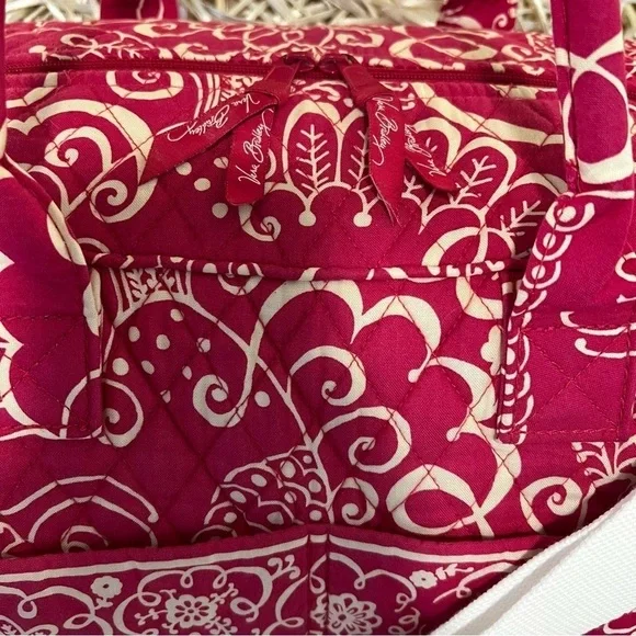 VERA BRADLEY Twirly Birds Pink Weekender Bag Travel Carryon White Quilted 2010 - Picture 3 of 14